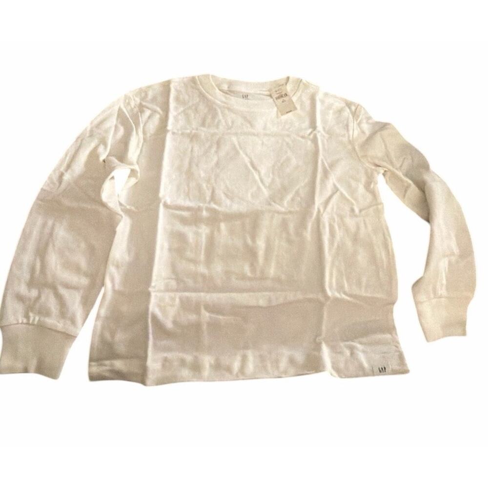 Gap Kids Boys Long Sleeve Basic T-Shirt White 100% Cotton Size S (6-7) NWT